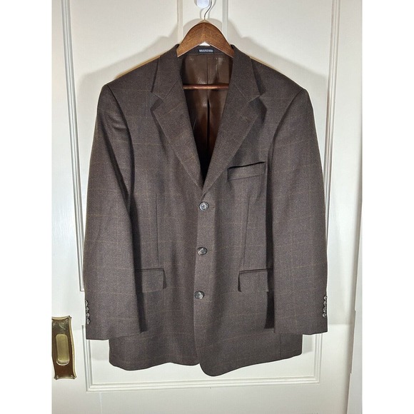 Stafford Other - Stafford Executive Men’s Brown Windows Pane Plaid Sport Coat Blazer Size 44R